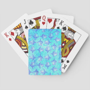Blue Sea Turtle Print Playing Cards