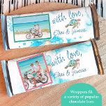 Blue Sea Turtle Wedding Candy Bar Wrapper<br><div class="desc">Tropical blue and turquoise sea turtle, orchid wedding multi-purpose label is versatile for candy bars, and pastries. Special desserts or take home gifts are beautiful with bride and groom's photo and special wording. Tropical sea turtle and watercolor orchids budget paper is a great alternative for branded couple's chocolate bars and...</div>