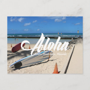 blue sea Waikiki beach Honolulu hawaii postcard