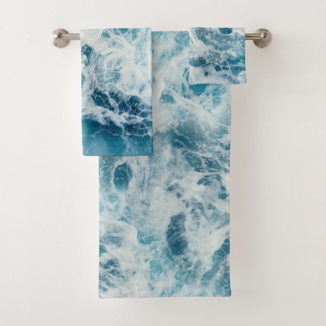 Blue Sea Water Bath Towel Set (Insitu)