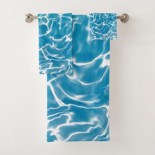 Blue Sea Water Bath Towel Set (Insitu)