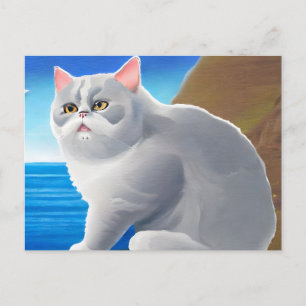 Blue Sea water British Shorthair Postcard