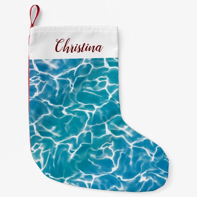 Blue Sea Water * Small Christmas Stocking (Front)