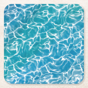 Blue Sea Water* Square Paper Coaster