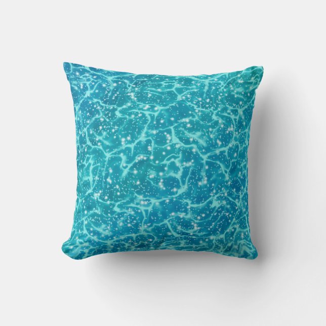 Blue sea Water with Sparkles Throw Pillow (Front)