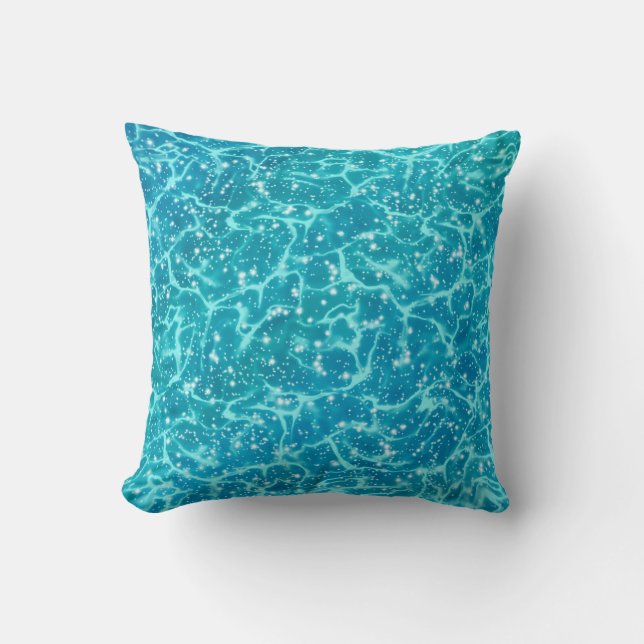 Blue Sea Water with Sparkles Throw Pillow (Front)