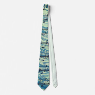 Blue Sea Wave And Music Notes Tie