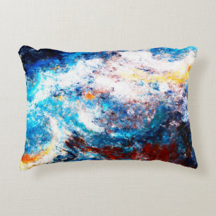 Blue sea wave. Artistic splashes of bright paints. Accent Pillow