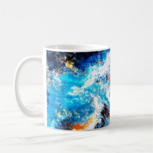 Blue sea wave. Artistic splashes of bright paints. Coffee Mug