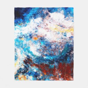 Blue sea wave. Artistic splashes of bright paints. Fleece Blanket