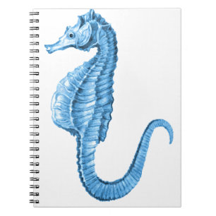 Blue seahorse coastal nautical ocean beach notebook