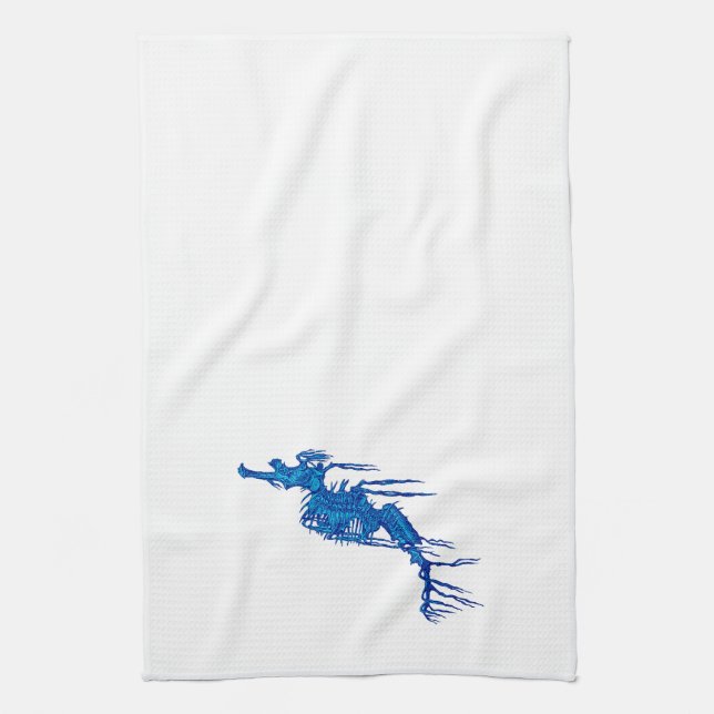 Blue Seahorse Kitchen Towel (Vertical)