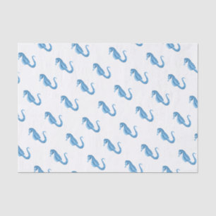 Blue seahorse nautical coastal ocean beach tissue paper
