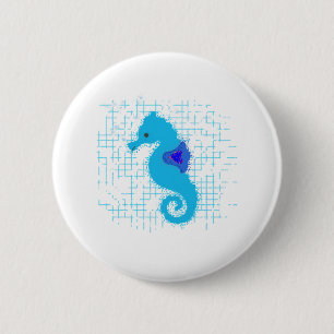 Blue Seahorse On Distressed Background 2 Inch Round Button