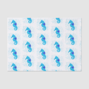 Blue Seahorse On Distressed Background Tissue Paper