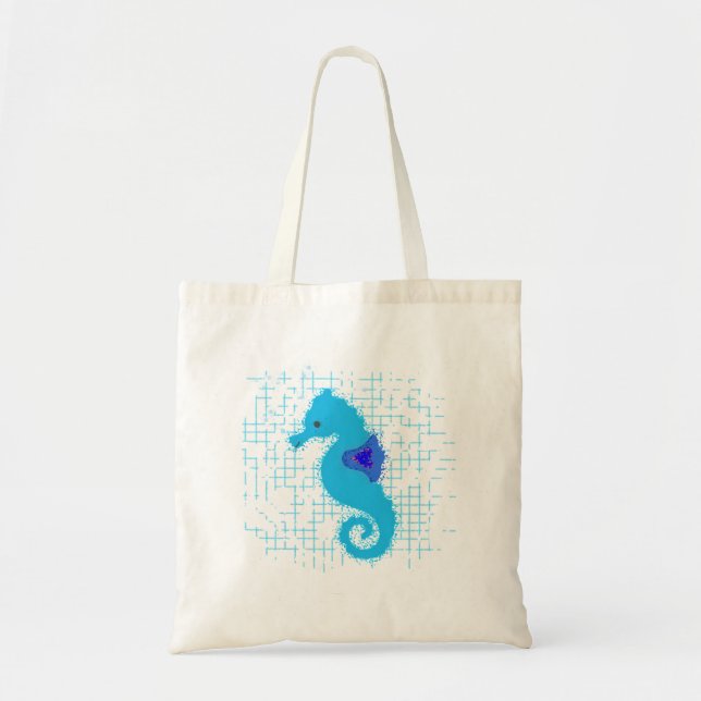 Blue Seahorse On Distressed Background Tote Bag (Front)
