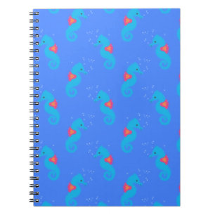 Blue Seahorse Pattern Notebook