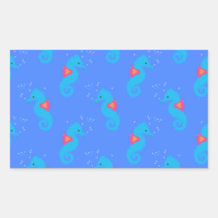 Blue Seahorse Pattern Sticker