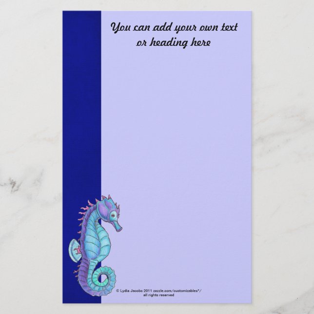 Blue Seahorse Stationery (Front)