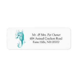 Blue Seahorse Theme Return Address Labels Stickers