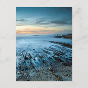 Blue seascape at sunset, California Postcard