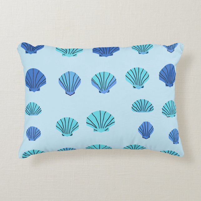 Blue Seashell Accent Pillow (Front)