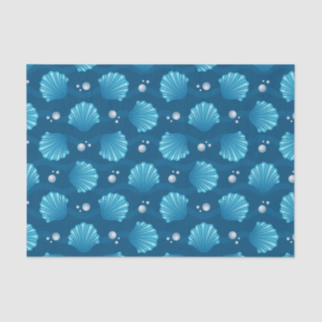 Blue Seashell And Sea Pearls  Tissue Paper (Front)