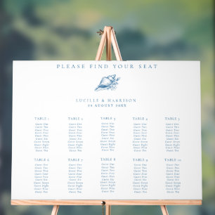 Blue Seashell Beach Mariage 10 Tables Plan de sièg