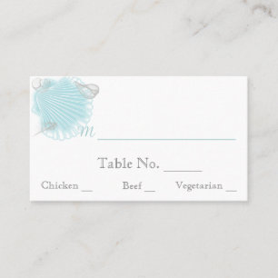Blue Seashell Beach Wedding Cartes de lieu de mari