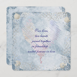 Blue Seashell Border with Netting Invitation