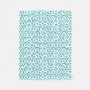 Blue Seashell Diamond Nautical Beach Fleece Blanket