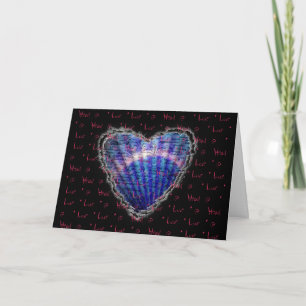 Blue Seashell Heart Valentine Love Romance Card