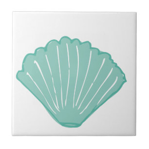 Blue Seashell Illustration Tile