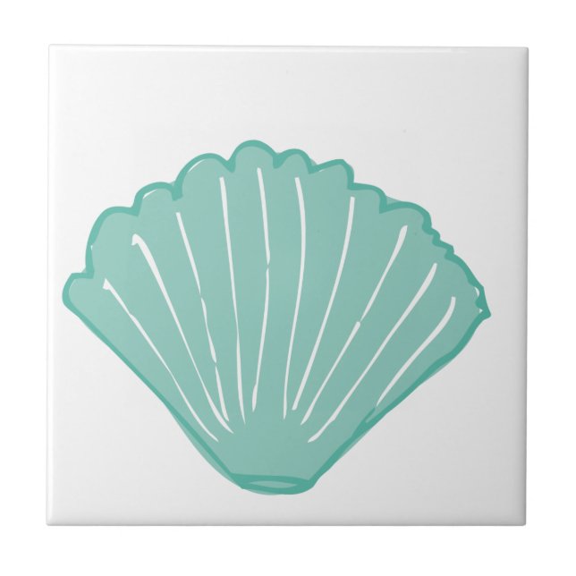 Blue Seashell Illustration Tile (Front)