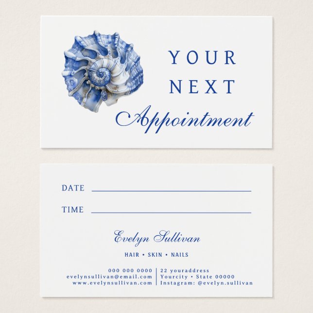 Blue seashell logo appointment card (Front & Back)