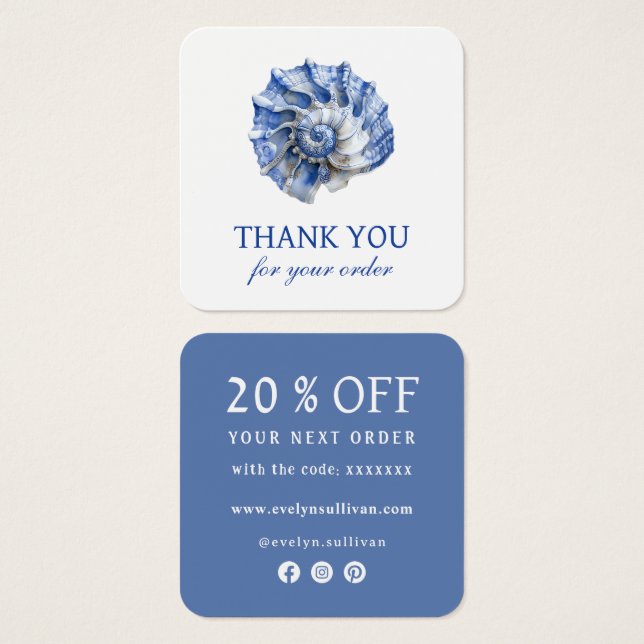 Blue seashell logo discount card (Front & Back)