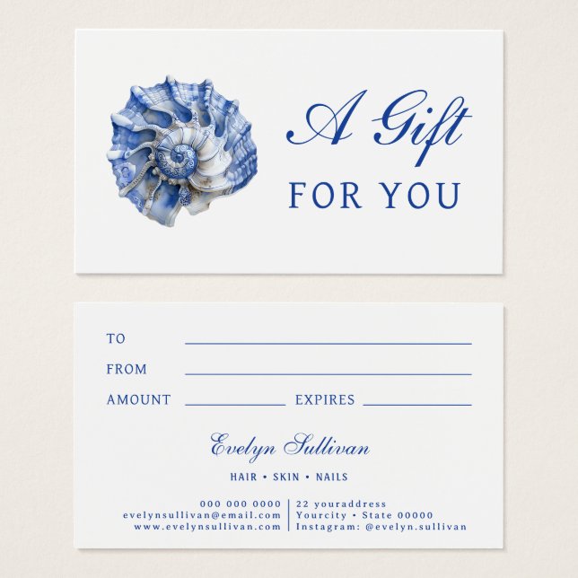Blue seashell logo gift card (Front & Back)