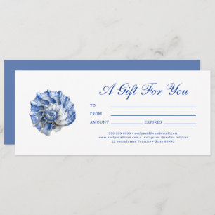 Blue seashell logo gift certificate