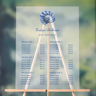 Blue Seashell Logo Price List Acrylic Sign
