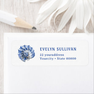 Blue seashell logo return address label