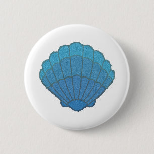 Blue Seashell Mosaic 2 Inch Round Button