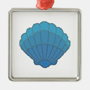 Blue Seashell Mosaic Metal Ornament