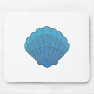 Blue Seashell Mosaic Mouse Pad