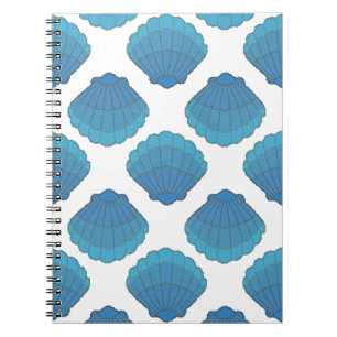 Blue Seashell Mosaic Pattern Notebook