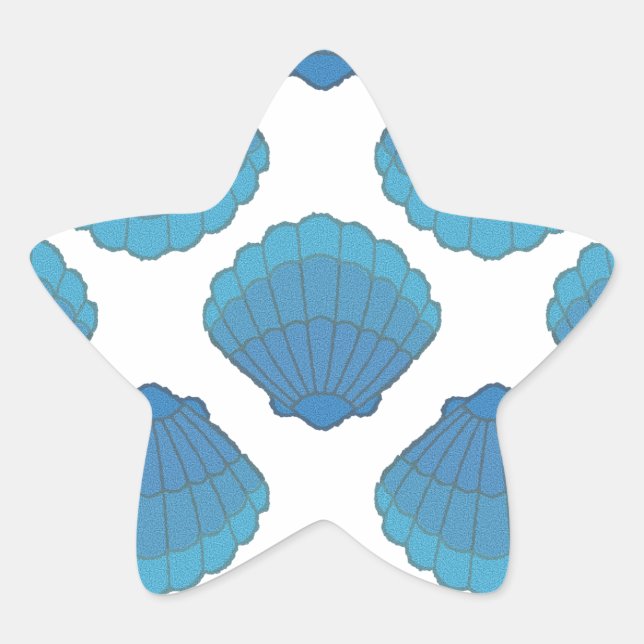 Blue Seashell Mosaic Pattern Star Sticker (Front)