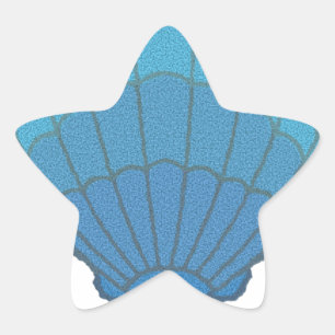 Blue Seashell Mosaic Star Sticker