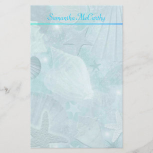 Blue Seashell Personal Stationery