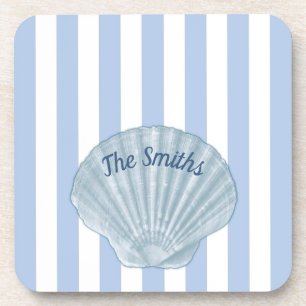 Blue Seashell & Stripes Coaster