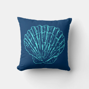 Blue Seashell Throw Pillow