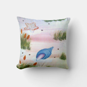 Blue Seashell Throw Pillow